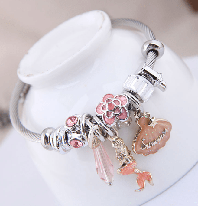 Fashion Adjustable Crystal Pendant Bangle Bracelet