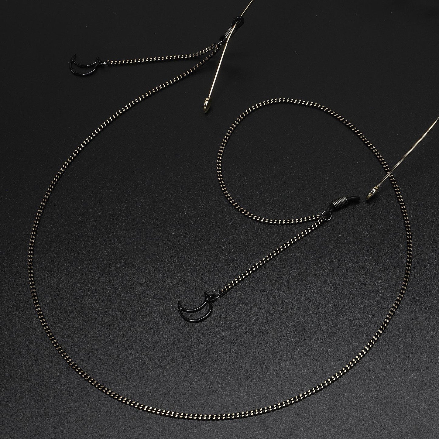 Fashion Simple Black Moon Pendant Sunglasses Chain Nhbc135105