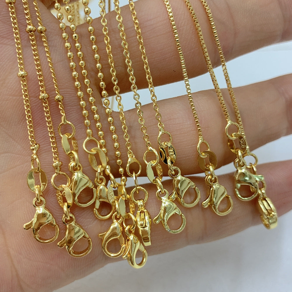 Solid Color 18k Gold Plated Copper Necklace Chain DIY Jewelry Accessories