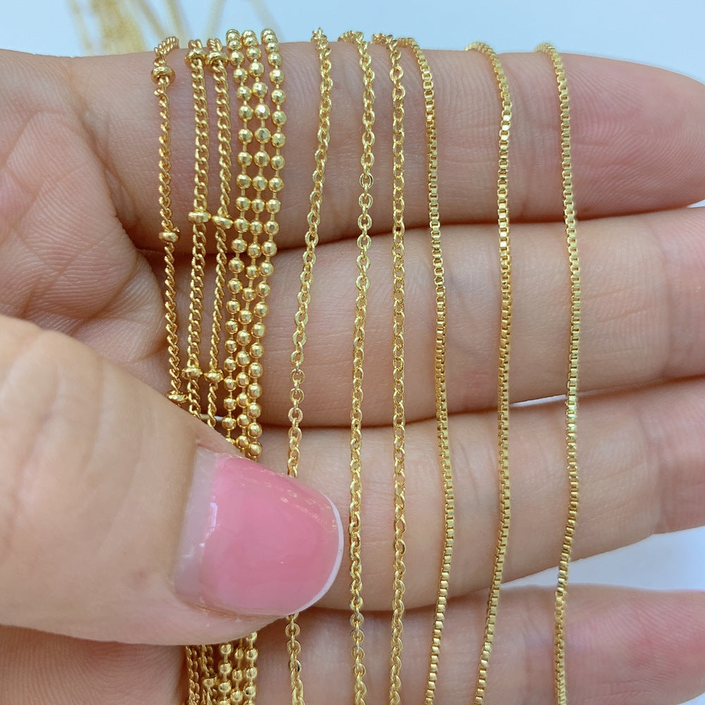 Solid Color 18k Gold Plated Copper Necklace Chain DIY Jewelry Accessories