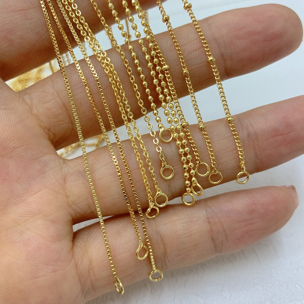 Solid Color 18k Gold Plated Copper Necklace Chain DIY Jewelry Accessories