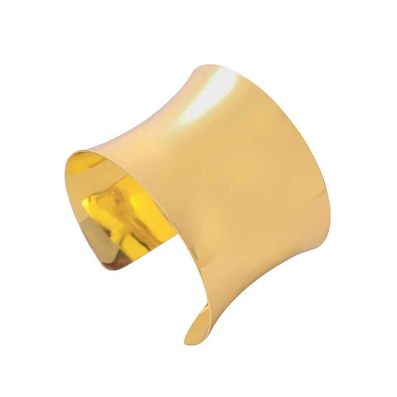 Fashion Solid Color Metal Plated Wide Cuff Bracelet for Women