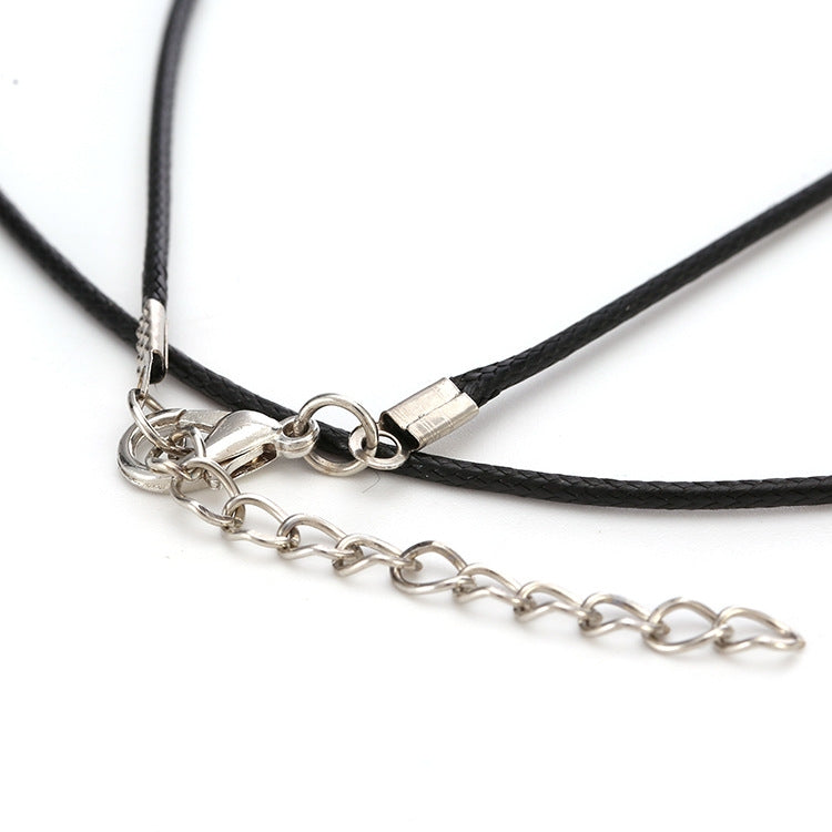 Handmade PU Leather Jewelry Accessories with Black Wax Cord Necklace