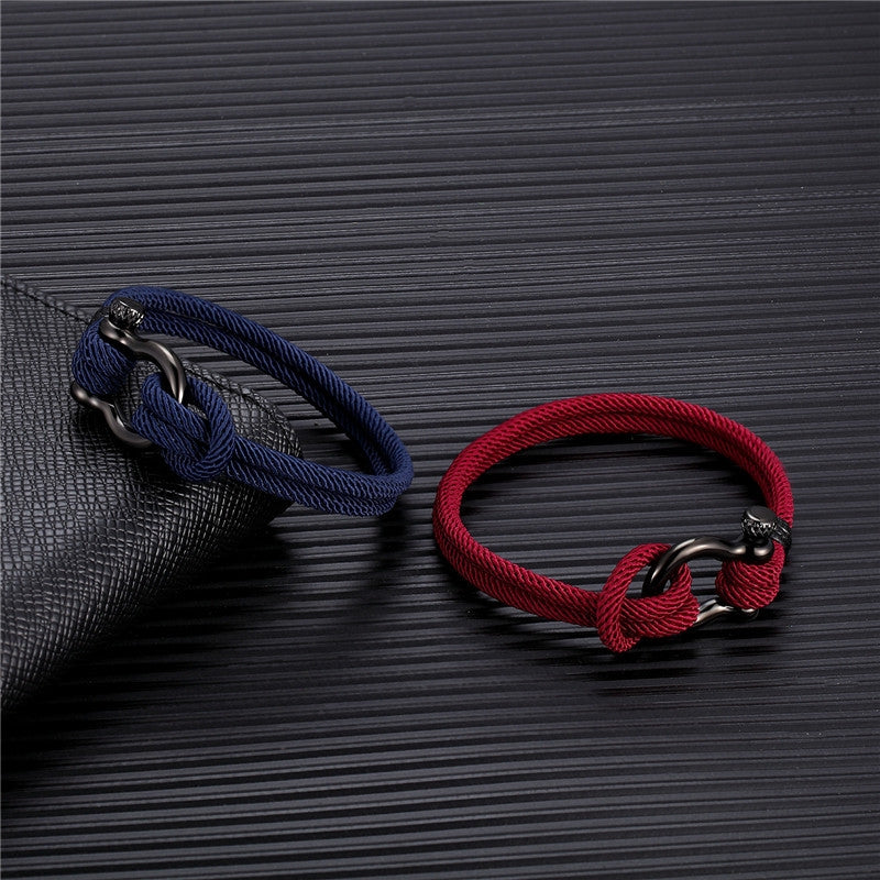 Stainless Steel Braided Men's Bracelet with Horseshoe Clasp