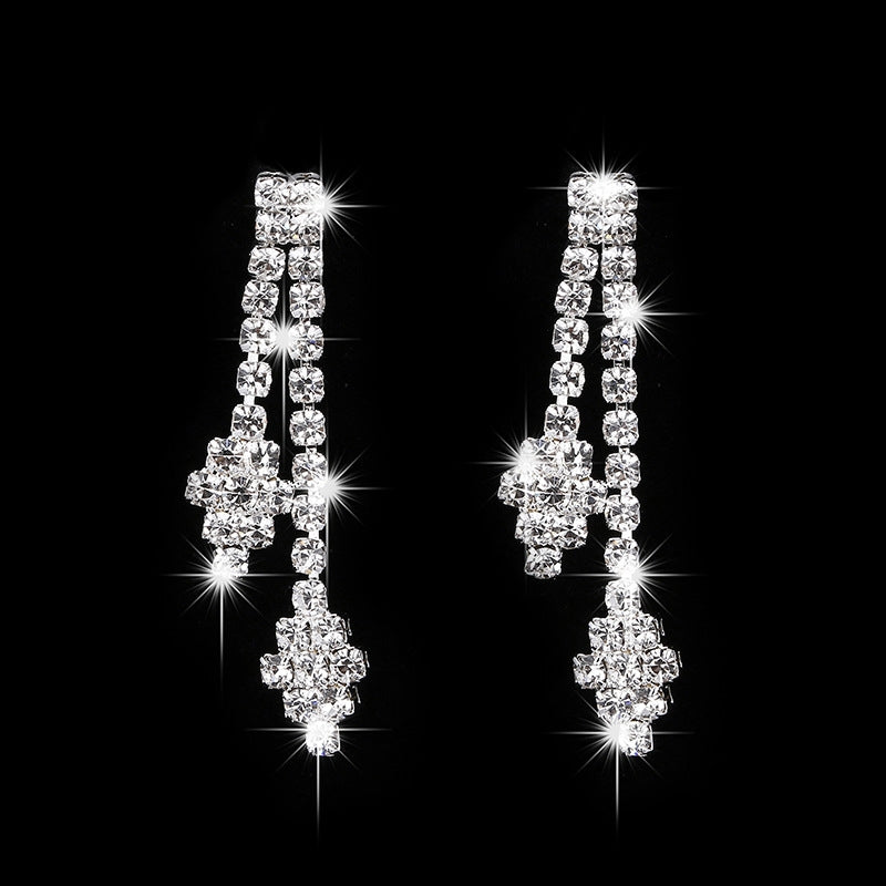 Fashion Rhinestone Tassel Bridal Jewelry Set - Necklace and Earrings