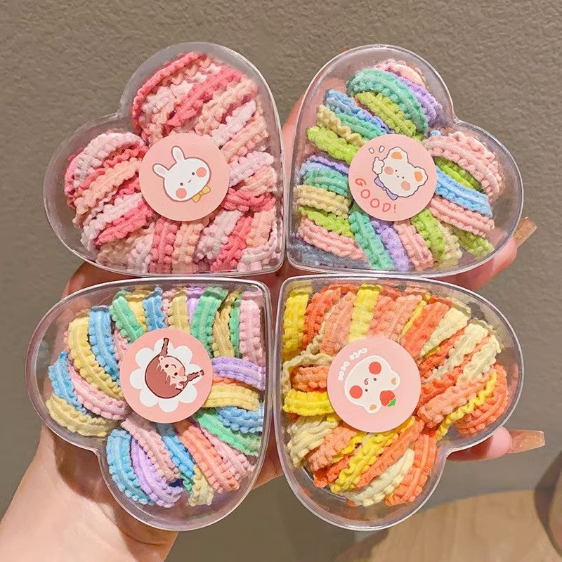 Children's Color Block Hair Tie Set - High Elasticity, Gentle on Hair