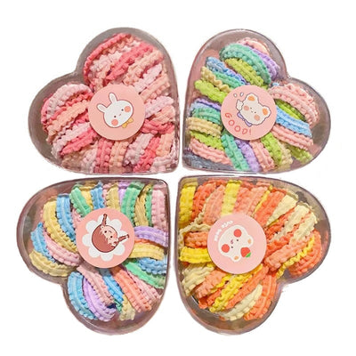 Children's Color Block Hair Tie Set - High Elasticity, Gentle on Hair