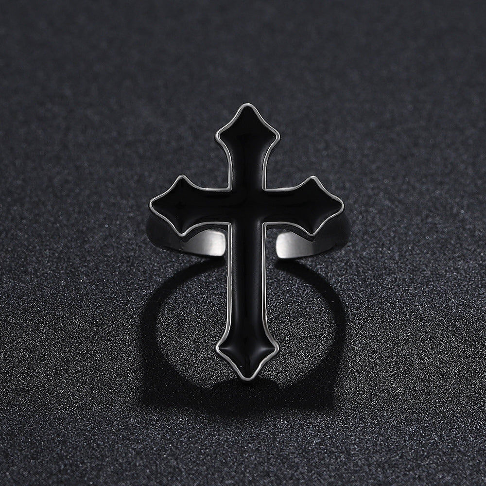 Gothic Black Cross Punk Unisex Ring