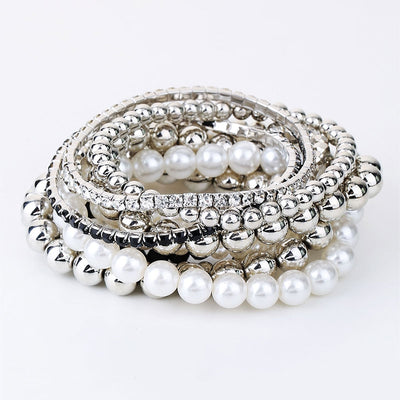 Handmade Bohemian Pearl Stacking Bracelet Set - 11 Piece Beach Jewelry Collection