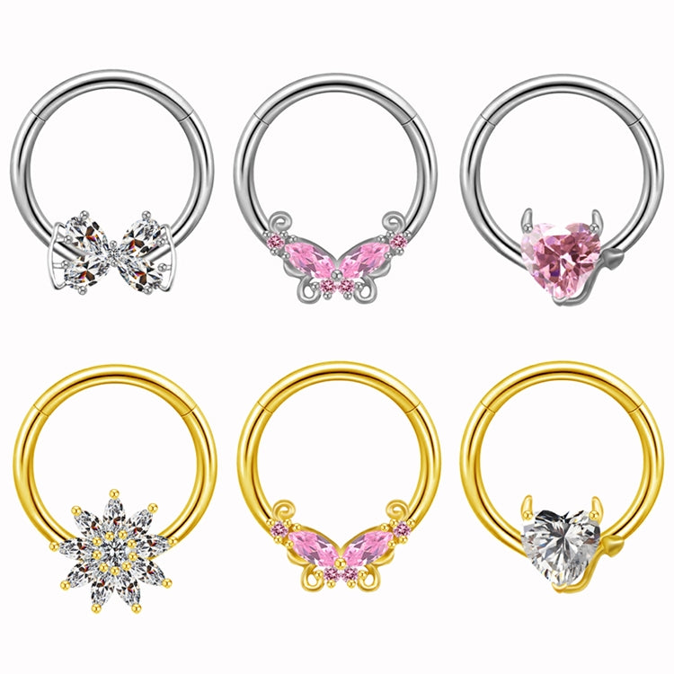 Hawaiian Sun Butterfly Zircon Inlay Stainless Steel Gold Plated Nipple Ring