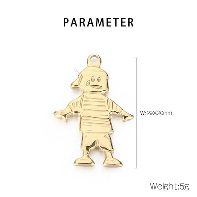 Hip-Hop Cartoon Character Stainless Steel Pendant Necklace - Creative Rock Style Jewelry Accessories