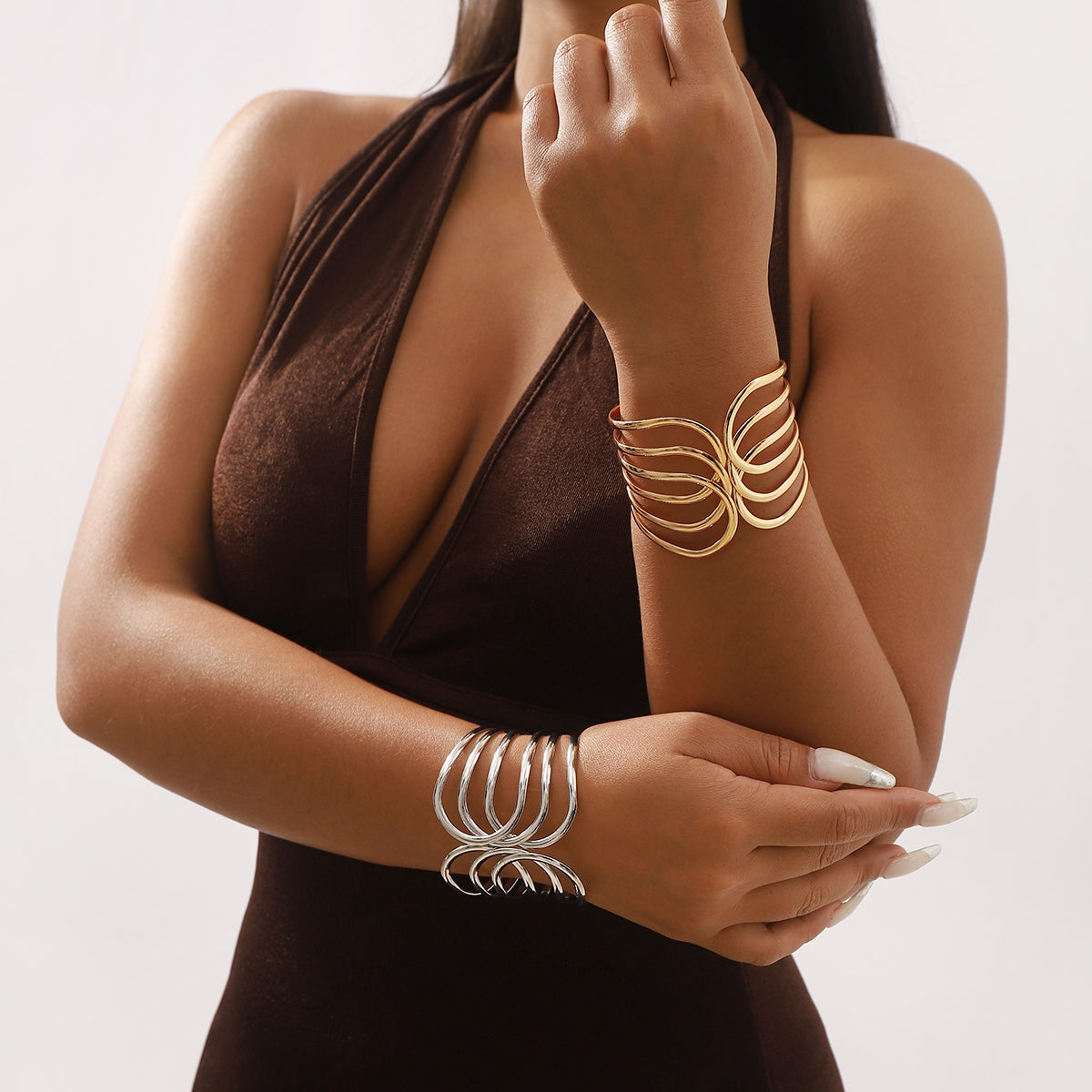 Hip-Hop Punk Geometric Alloy Plated Women's Bangle Bracelet