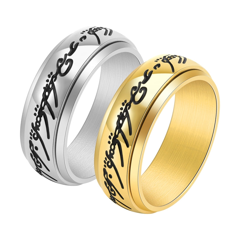 Hip-Hop Retro Color Block 18K Gold Plated Stainless Steel Men's Spinner Ring