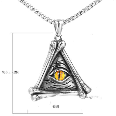 Hip-Hop Retro Devil's Eye Turquoise Stainless Steel Pendant Necklace