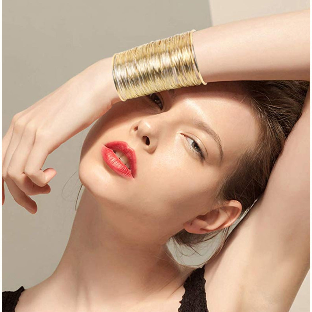 Hip-Hop Retro Hollow Alloy Open Cuff Bracelet for Women