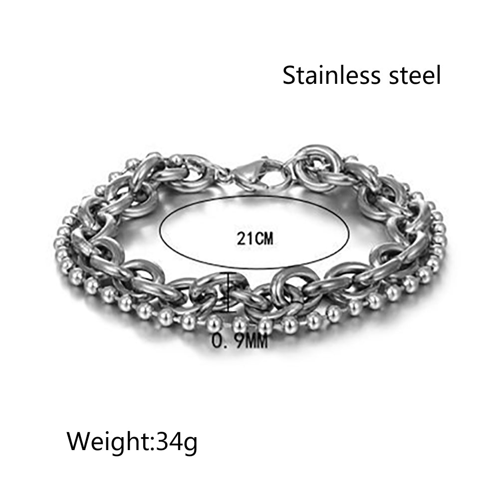 18K Gold Plated Stainless Steel Double Layer Chain Bracelet for Men and Women