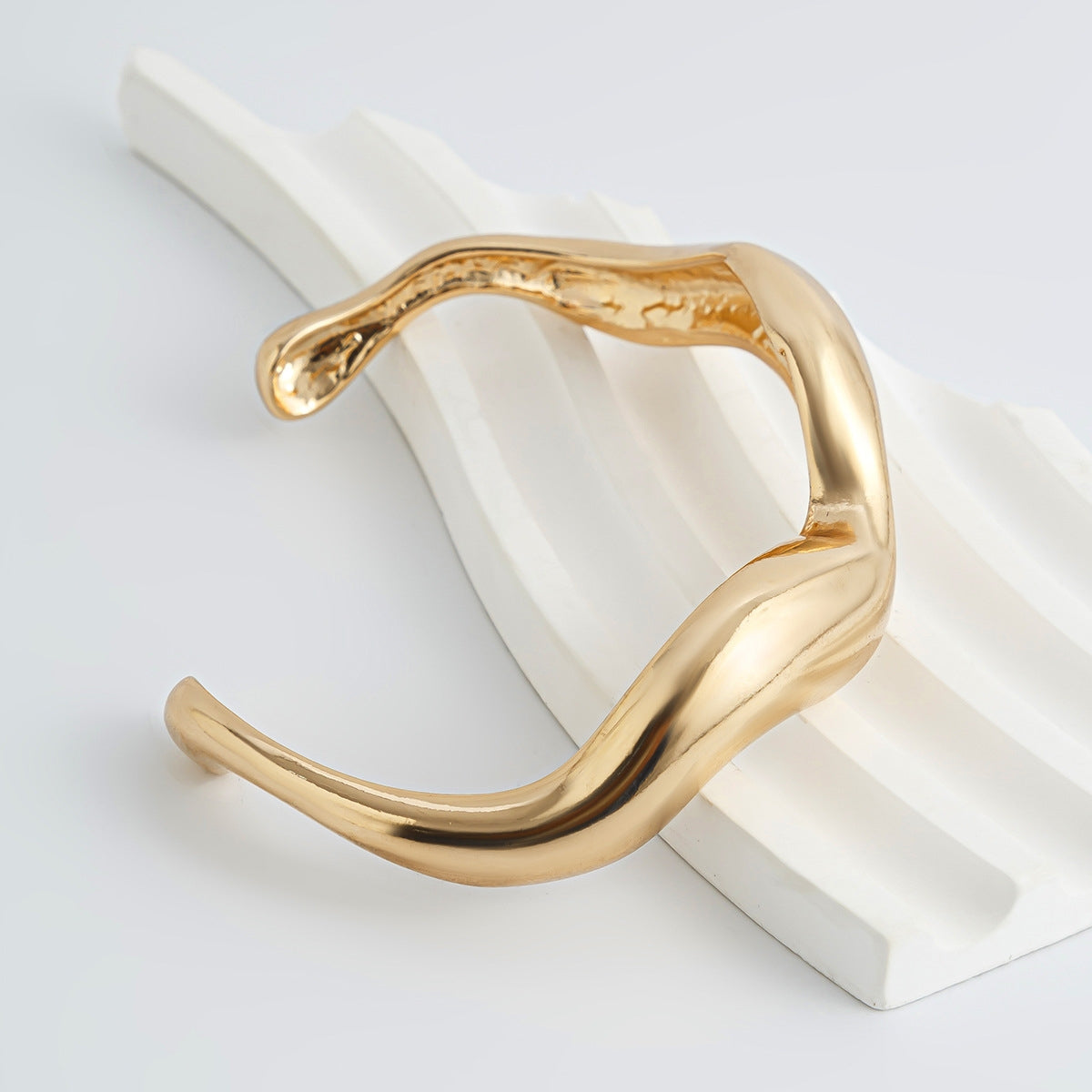Hip-Hop Solid Color Alloy Open Cuff Bracelet for Men