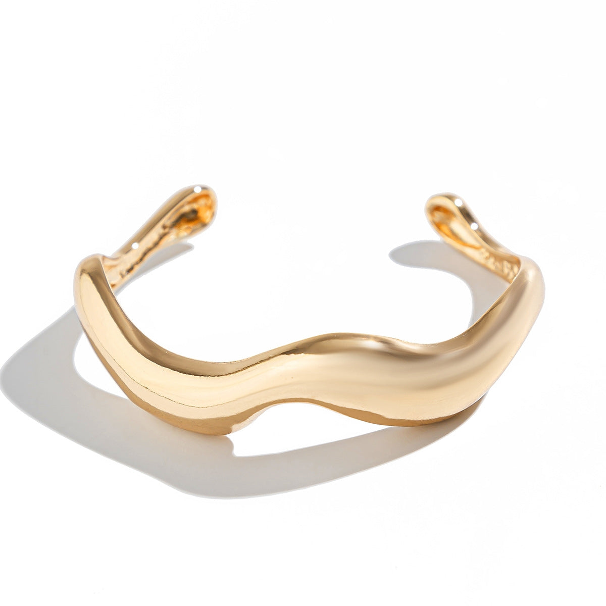 Hip-Hop Solid Color Alloy Open Cuff Bracelet for Men