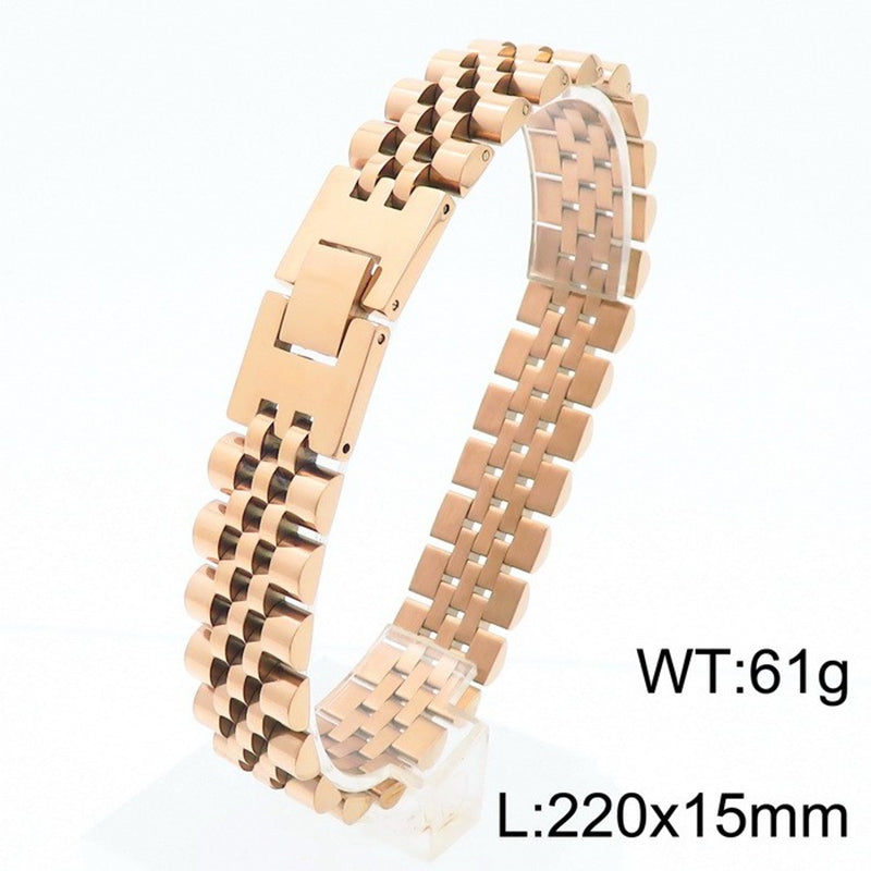 18K Gold Plated Stainless Steel Men's Adjustable Bracelet Watchband