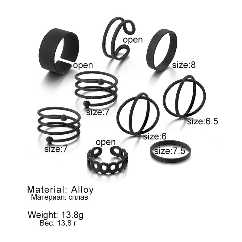 Vintage Geometric Alloy Stoving Varnish Adjustable Women's Ring Set