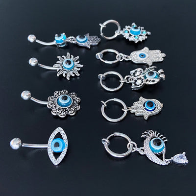 Hip-hop Devil's Eye Sunflower Rhinestone Belly and Nose Ring Jewelry