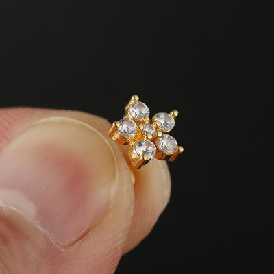 Hip-hop Geometric Flower Zircon Stainless Steel Lip and Ear Piercing Studs