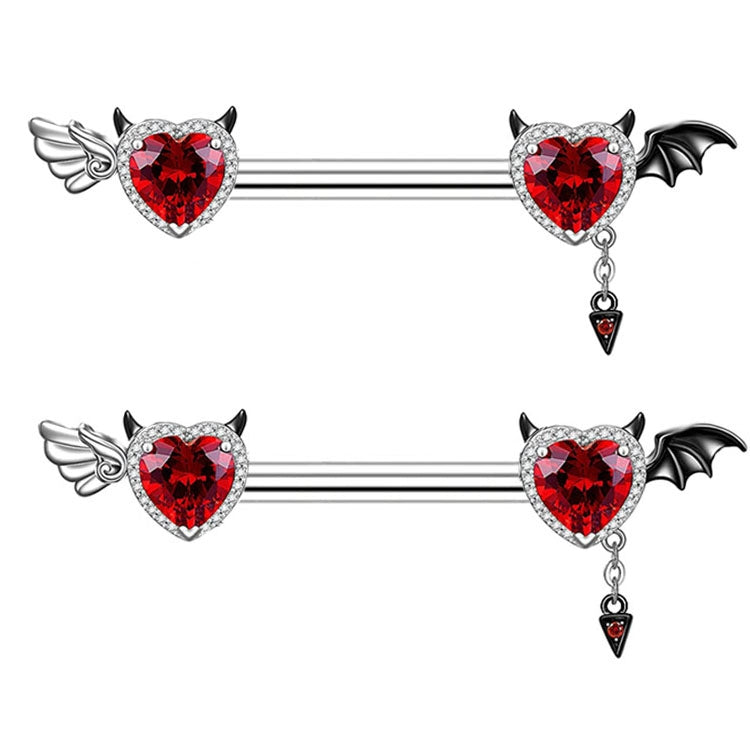 Hip-hop Punk Bat Stainless Steel Zircon Belly and Nose Ring Set