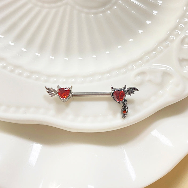Hip-hop Punk Bat Stainless Steel Zircon Belly and Nose Ring Set