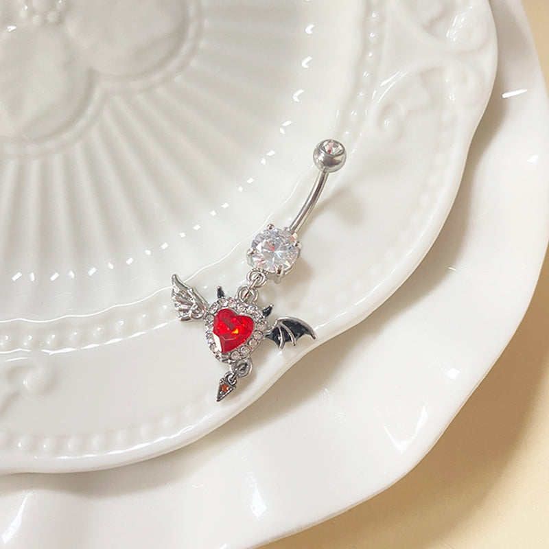 Hip-hop Punk Bat Stainless Steel Zircon Belly and Nose Ring Set