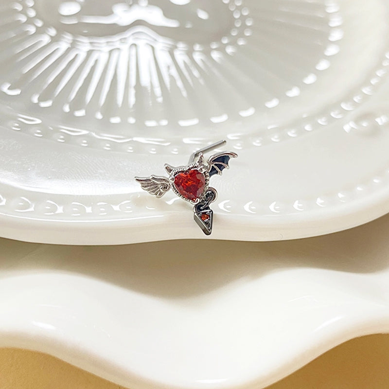 Hip-hop Punk Bat Stainless Steel Zircon Belly and Nose Ring Set