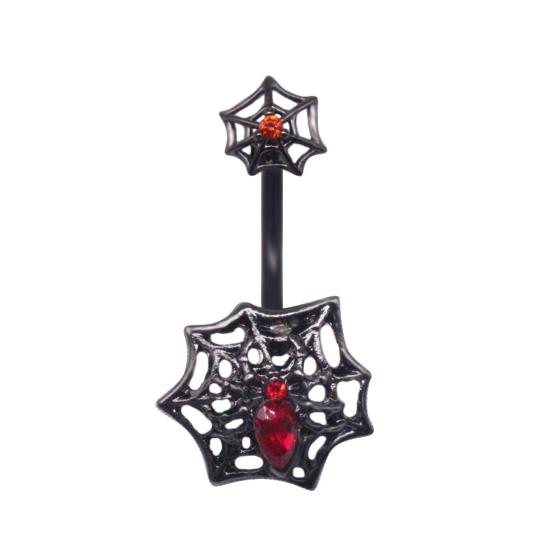Heart Shape Bat Wings Belly Ring with Rhinestones and Zircon in Stainless Steel and Copper Plating