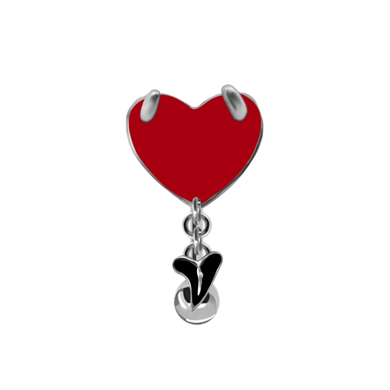 Heart Shape Bat Wings Belly Ring with Rhinestones and Zircon in Stainless Steel and Copper Plating