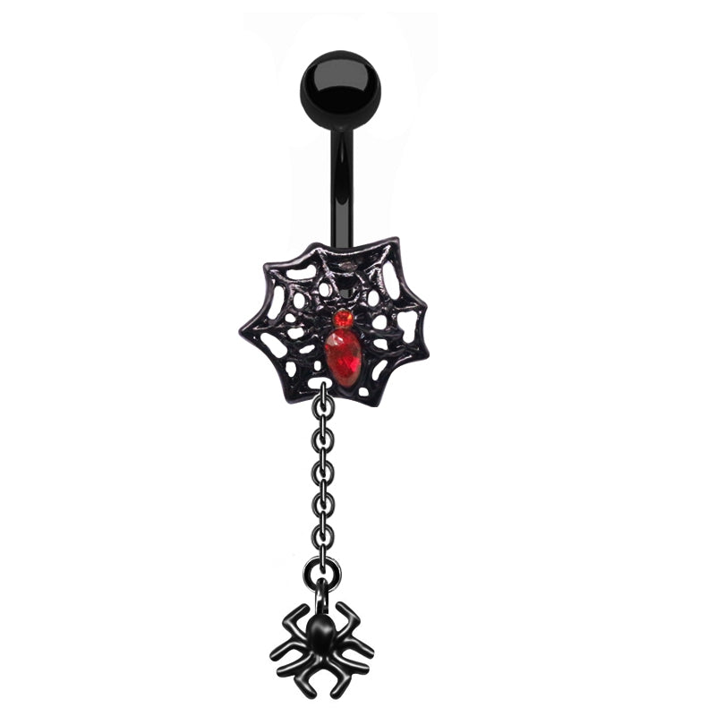 Heart Shape Bat Wings Belly Ring with Rhinestones and Zircon in Stainless Steel and Copper Plating