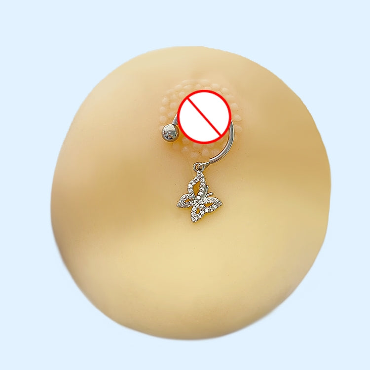Hip-hop Streetwear Star Heart Zircon Inlay Stainless Steel Nipple Ring