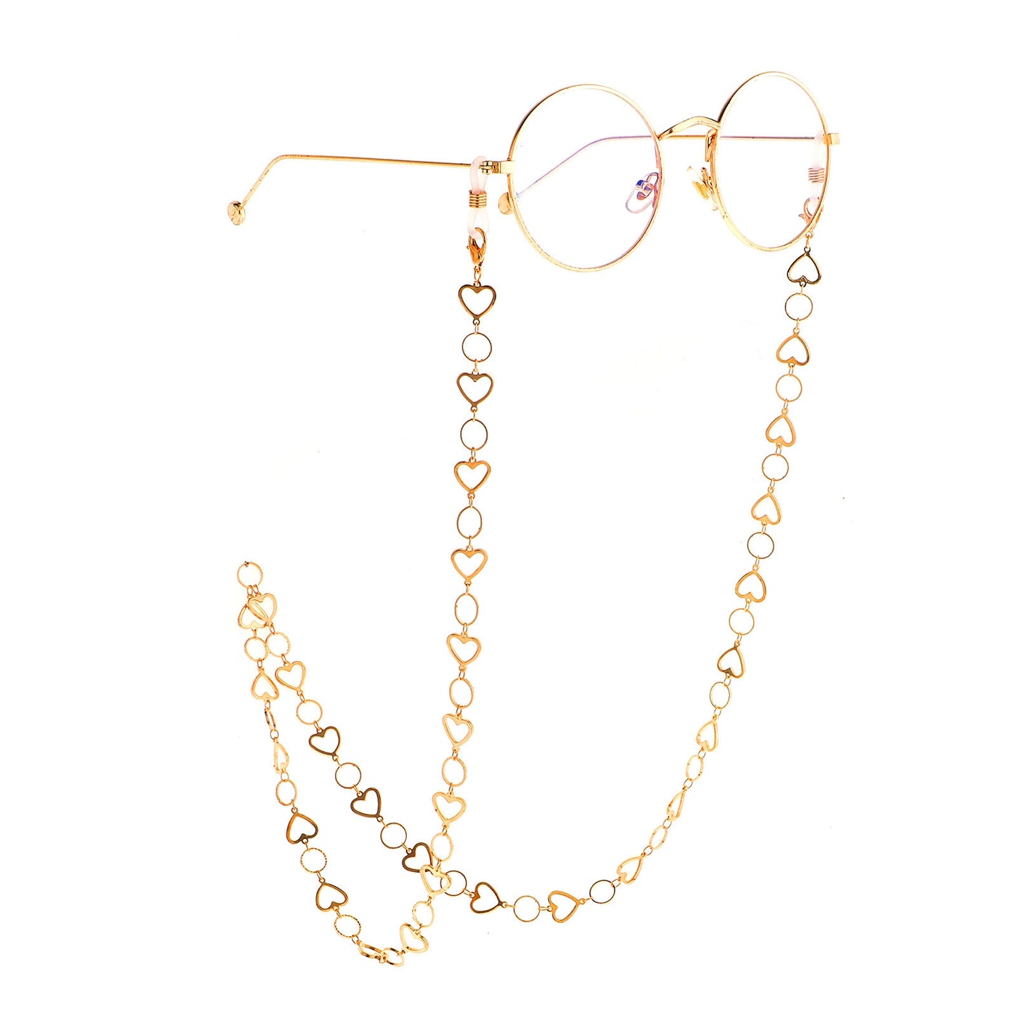 Trendy Gold Copper Heart Eyeglasses Chain Accessory