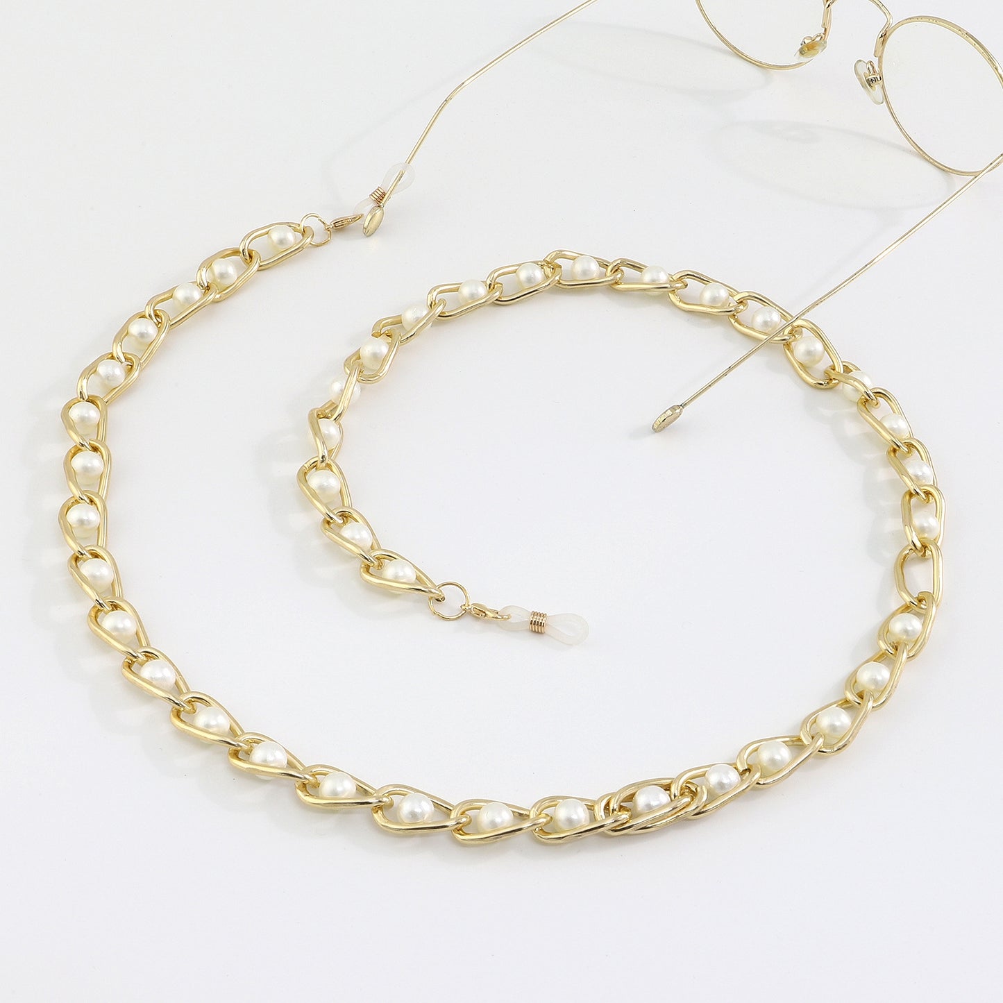 Golden Pearl Non-Slip Eyeglasses Chain with Color Retention