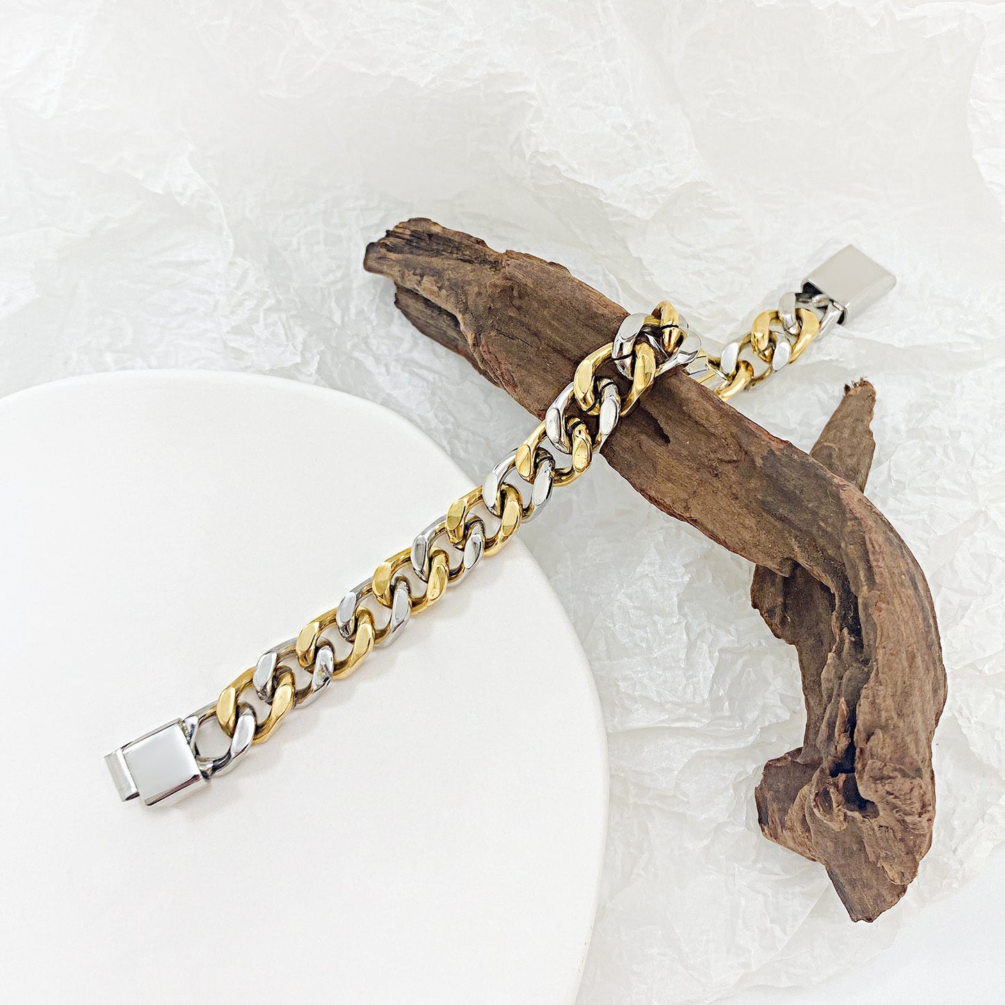 IG Style Hip-Hop Titanium Steel Irregular Men's Snake Chain Bracelet