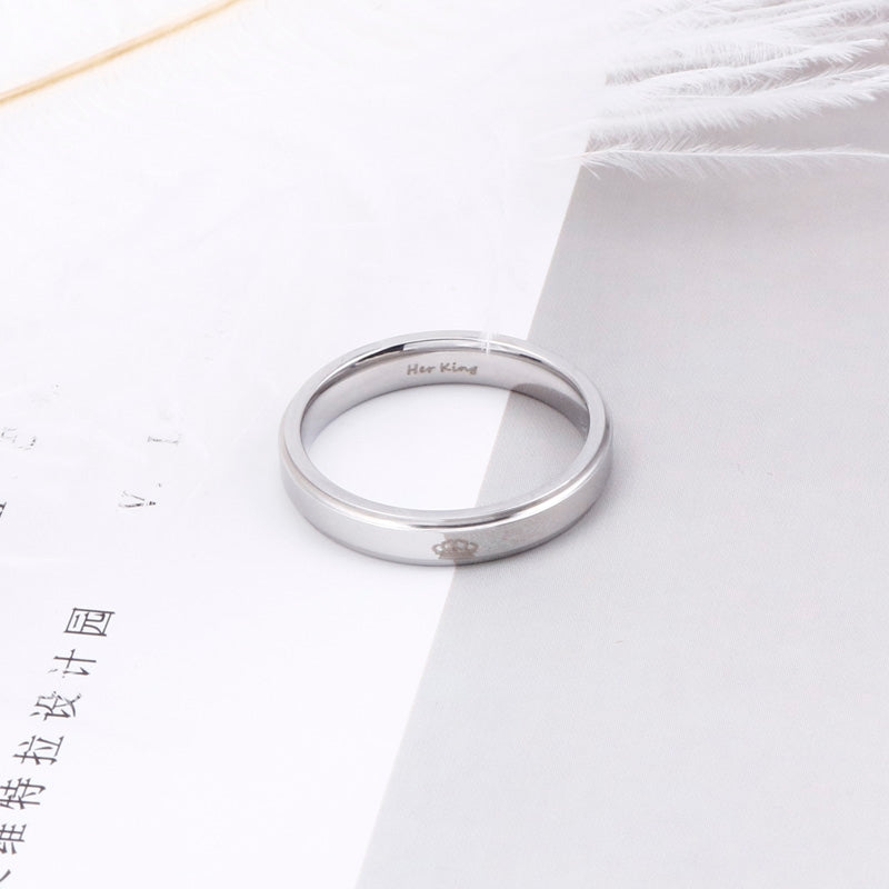 Crown Titanium Steel Couple Rings