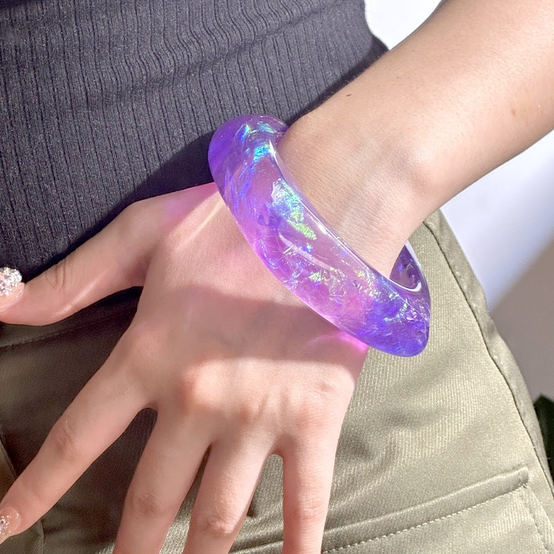 IG Style Transparent Glitter Resin Geometric Bangle Bracelet