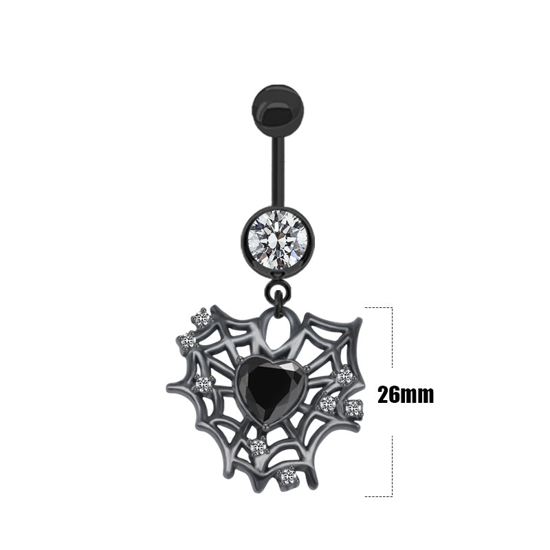 Japanese Punk Spider Butterfly Rhinestone Belly Ring in Stainless Steel and Copper