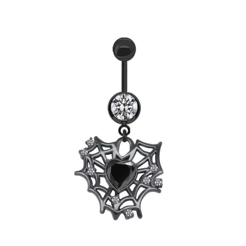 Japanese Punk Spider Butterfly Rhinestone Belly Ring in Stainless Steel and Copper