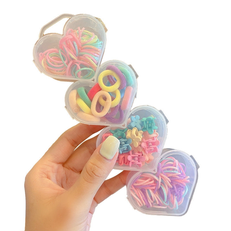 Children's Colorful Flower Hair Clips and Elastic Hair Bands Set