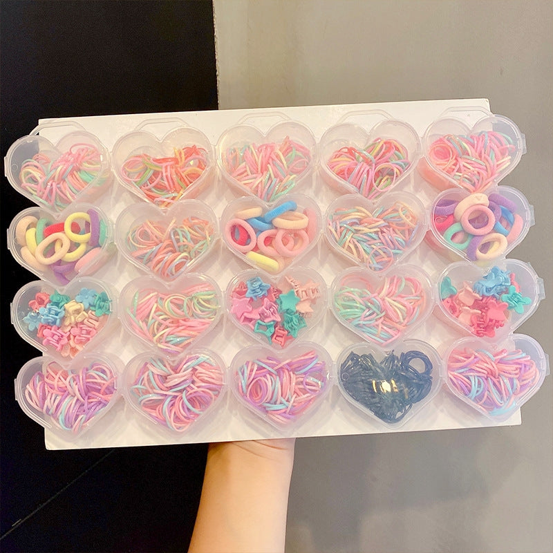 Children's Colorful Flower Hair Clips and Elastic Hair Bands Set