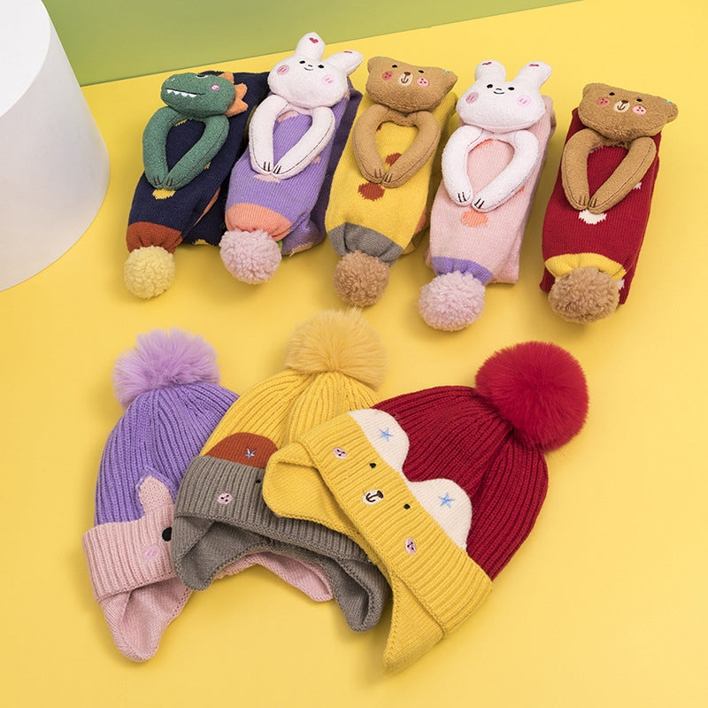 Children's Color Block Beanie and Scarf Set - Warm Knit Hat and Neck Warmer for Ages 1-3