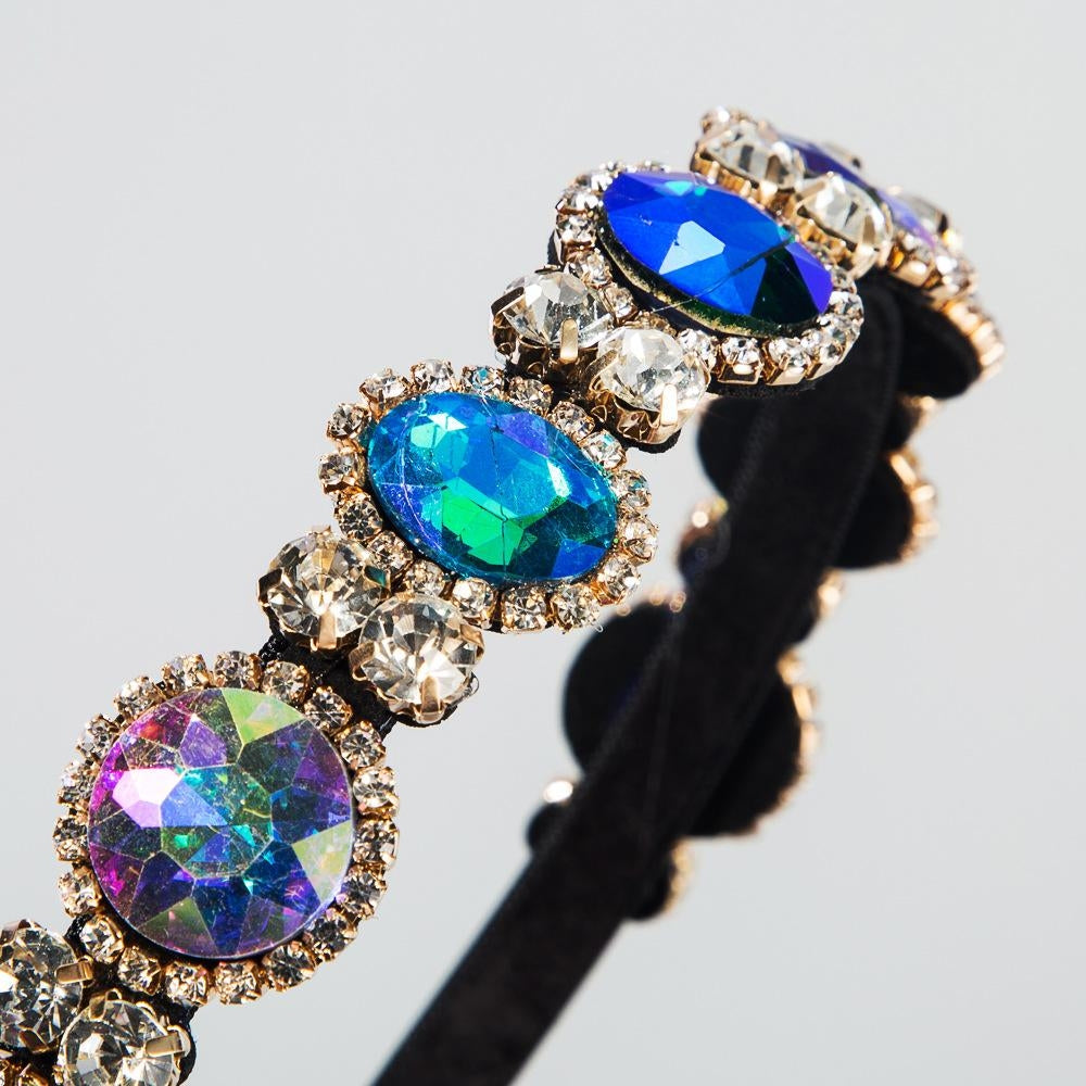 Baroque Style Colorful Rhinestone Headband for Women