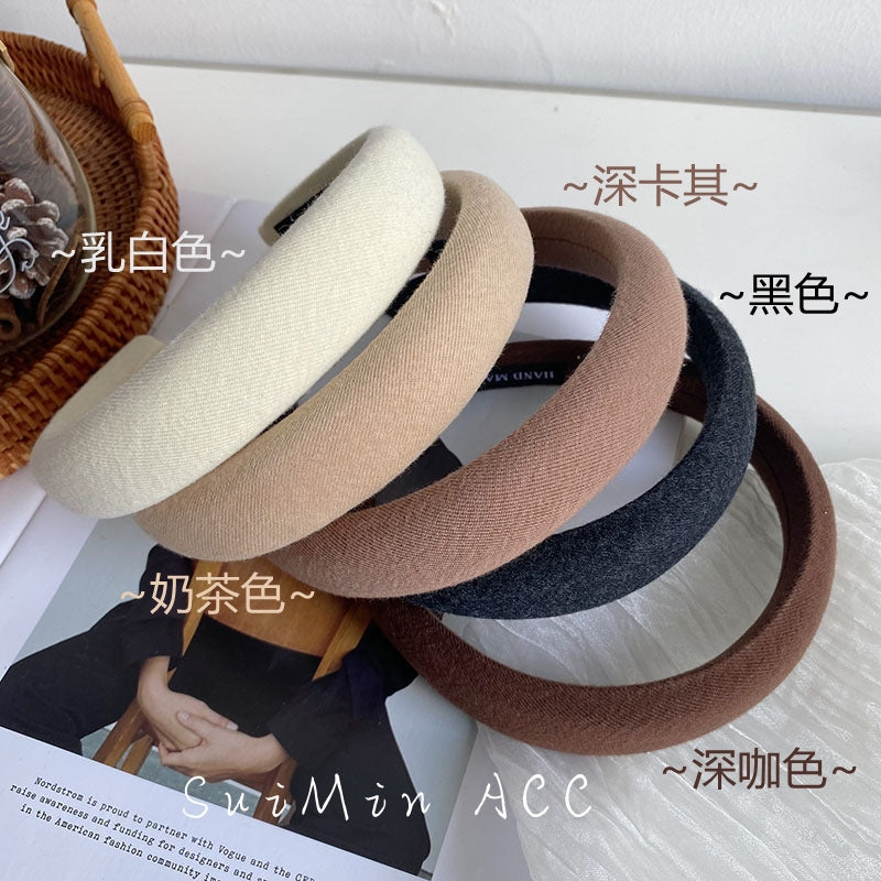 Korean Caramel Color Wide Headband for Women - Vintage Non-Slip Hair Accessory