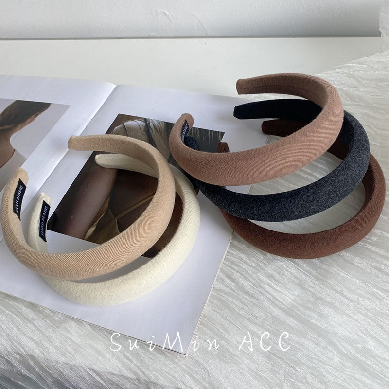 Korean Caramel Color Wide Headband for Women - Vintage Non-Slip Hair Accessory