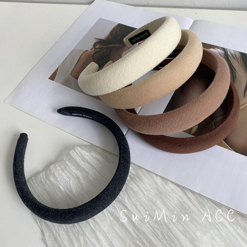 Korean Caramel Color Wide Headband for Women - Vintage Non-Slip Hair Accessory