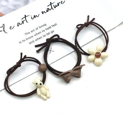 Korean Coffee Color Simple Hair Tie Ponytail Rubber Band Hair Accessories