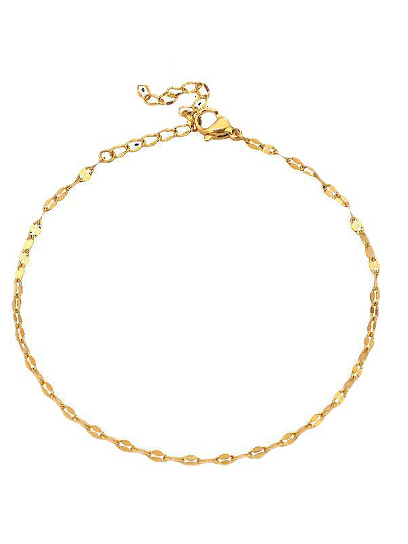 Stainless Steel Double Layer Heart Anklet for Women - 18K Gold Plated Beach Jewelry